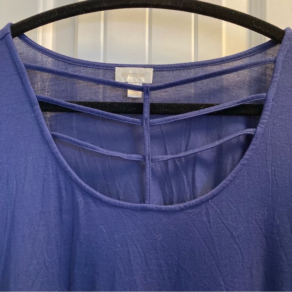 Avenue Size 18/20 Blue Top with Scope Neck with Detail Long Sleeve Top - Picture 2 of 6